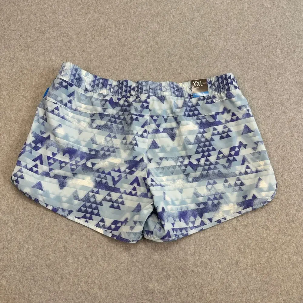 Columbia Shorts WMNS XXL Blue Multicolor Stretch High Rise Performance Gorpcore